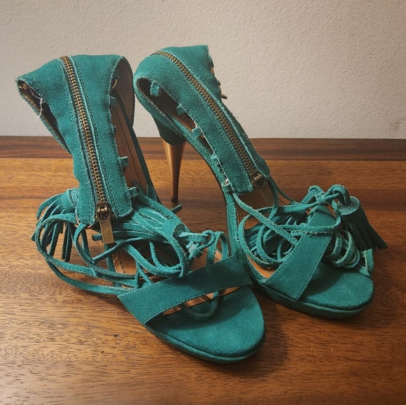 Colin Stuart | Suede Lace-Up Tasseled Gladiator Heels - Picture 2 of 8